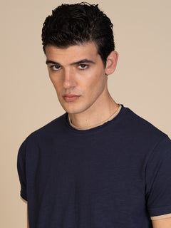 T-Shirt cotone fiammato|Colore:Blu