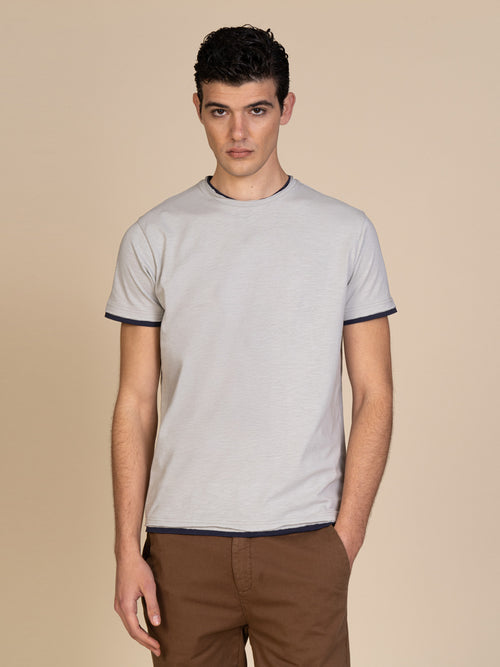 T-Shirt cotone fiammato|Colore:Perla