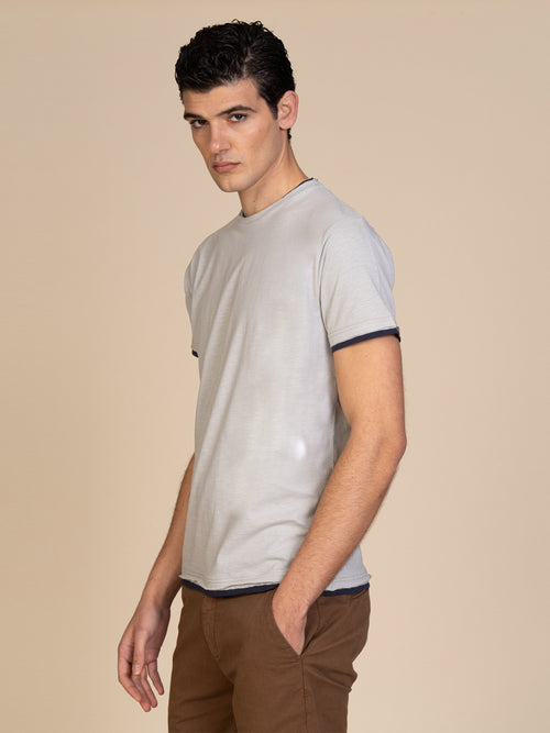 T-Shirt cotone fiammato|Colore:Perla