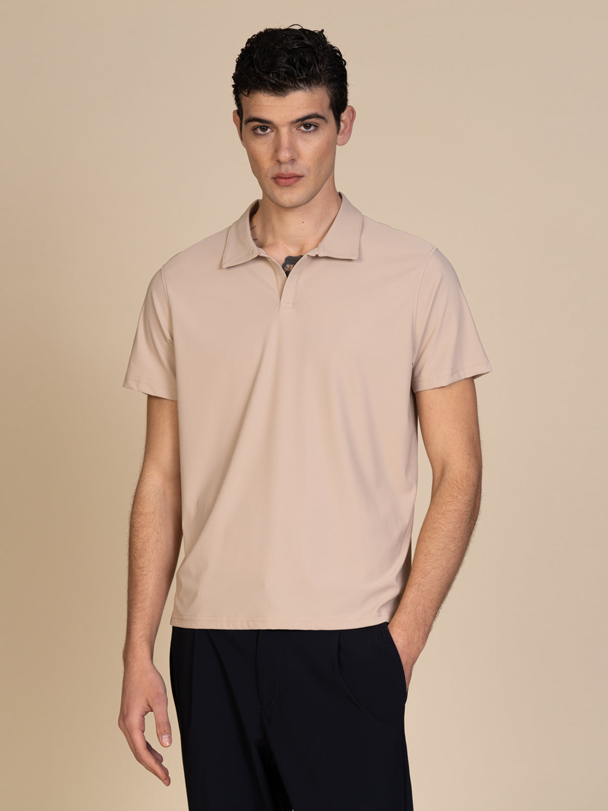 Polo in tessuto liscio|Colore:Beige