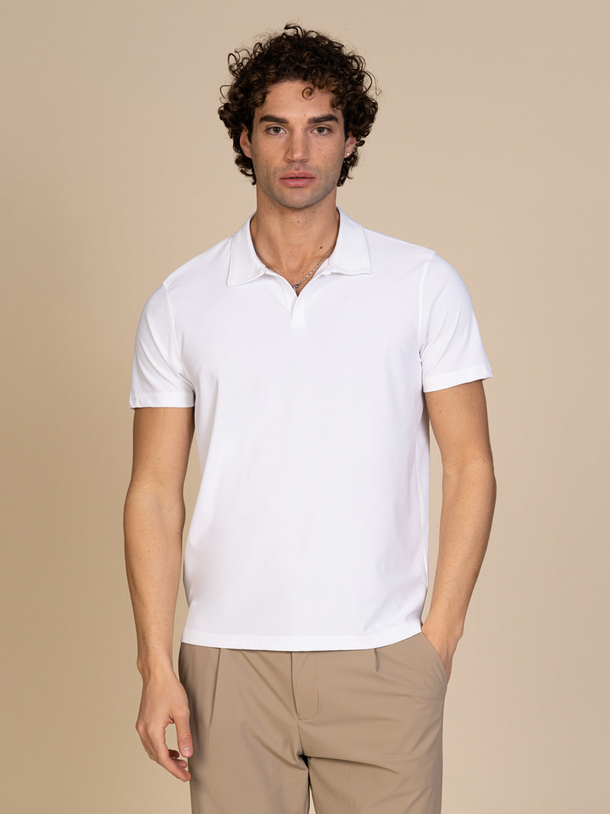 Polo in tessuto liscio|Colore:Bianco