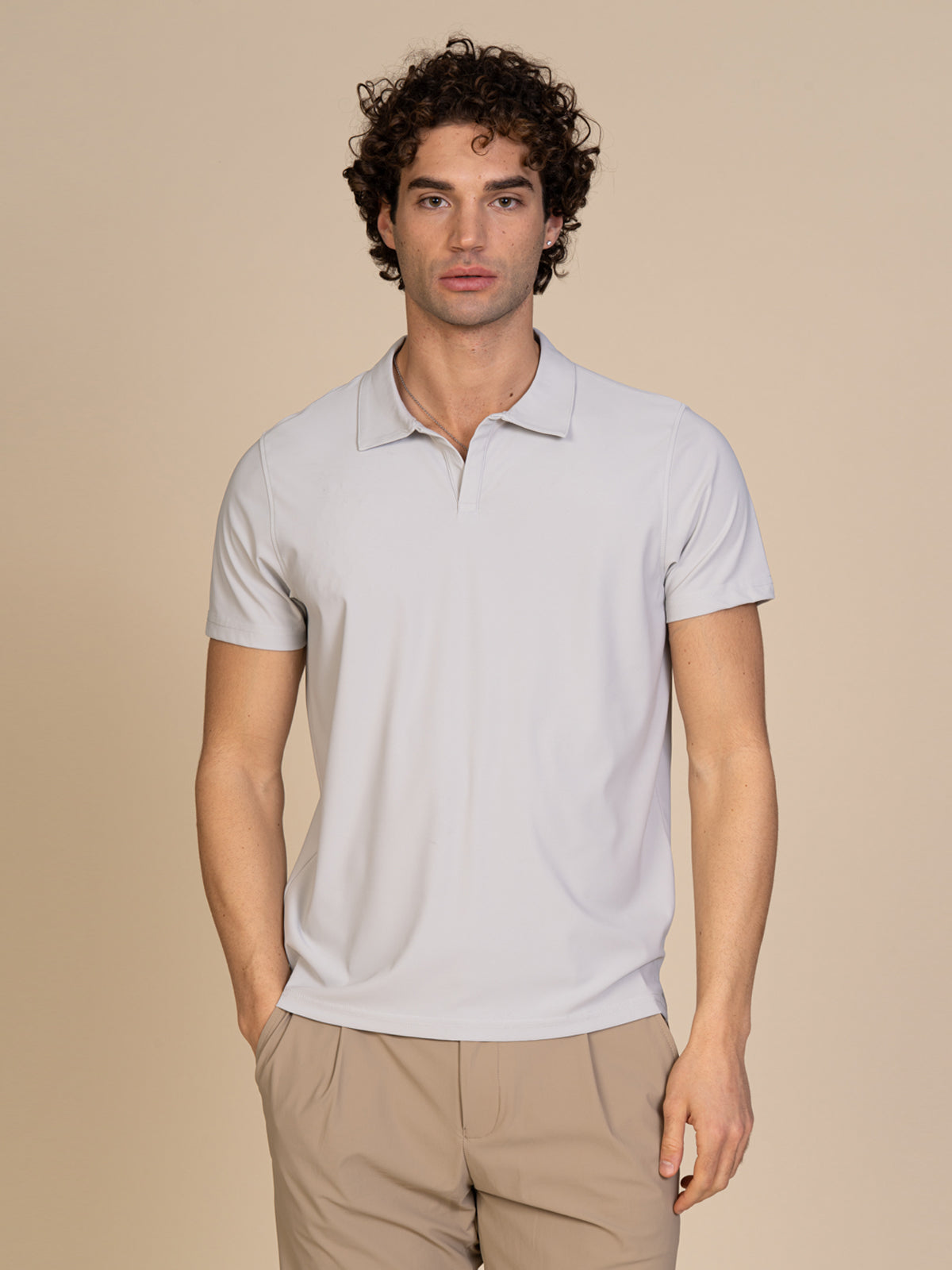 Polo in tessuto liscio|Colore:Perla