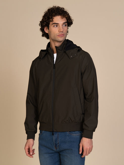 Giubbotto bomber con cappuccio|Colore:Verde militare