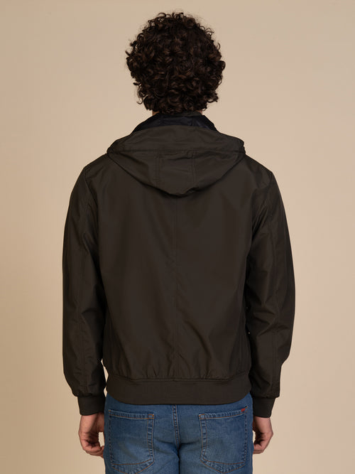 Giubbotto bomber con cappuccio|Colore:Verde militare