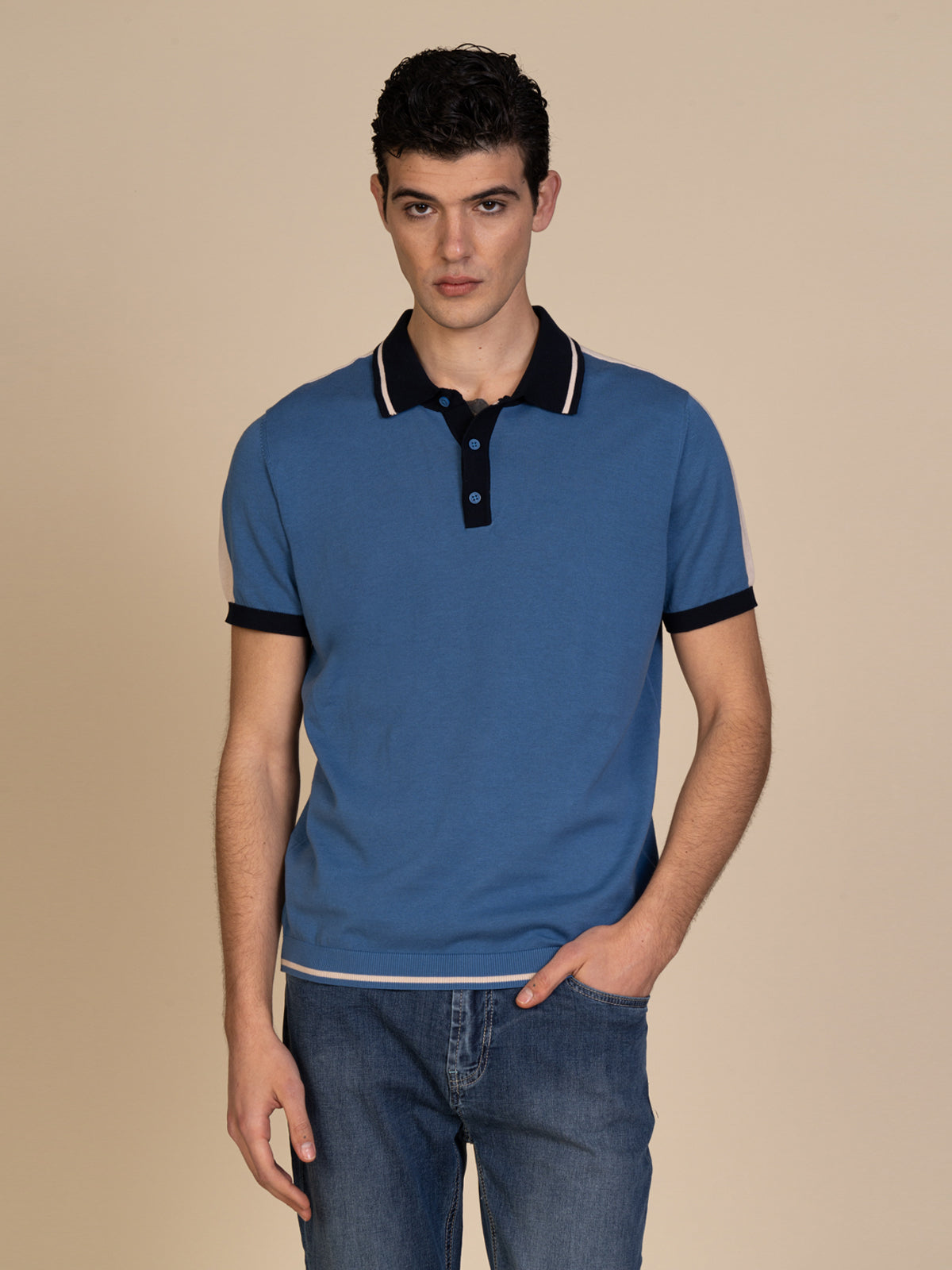 Polo in maglia|Colore:Jeans