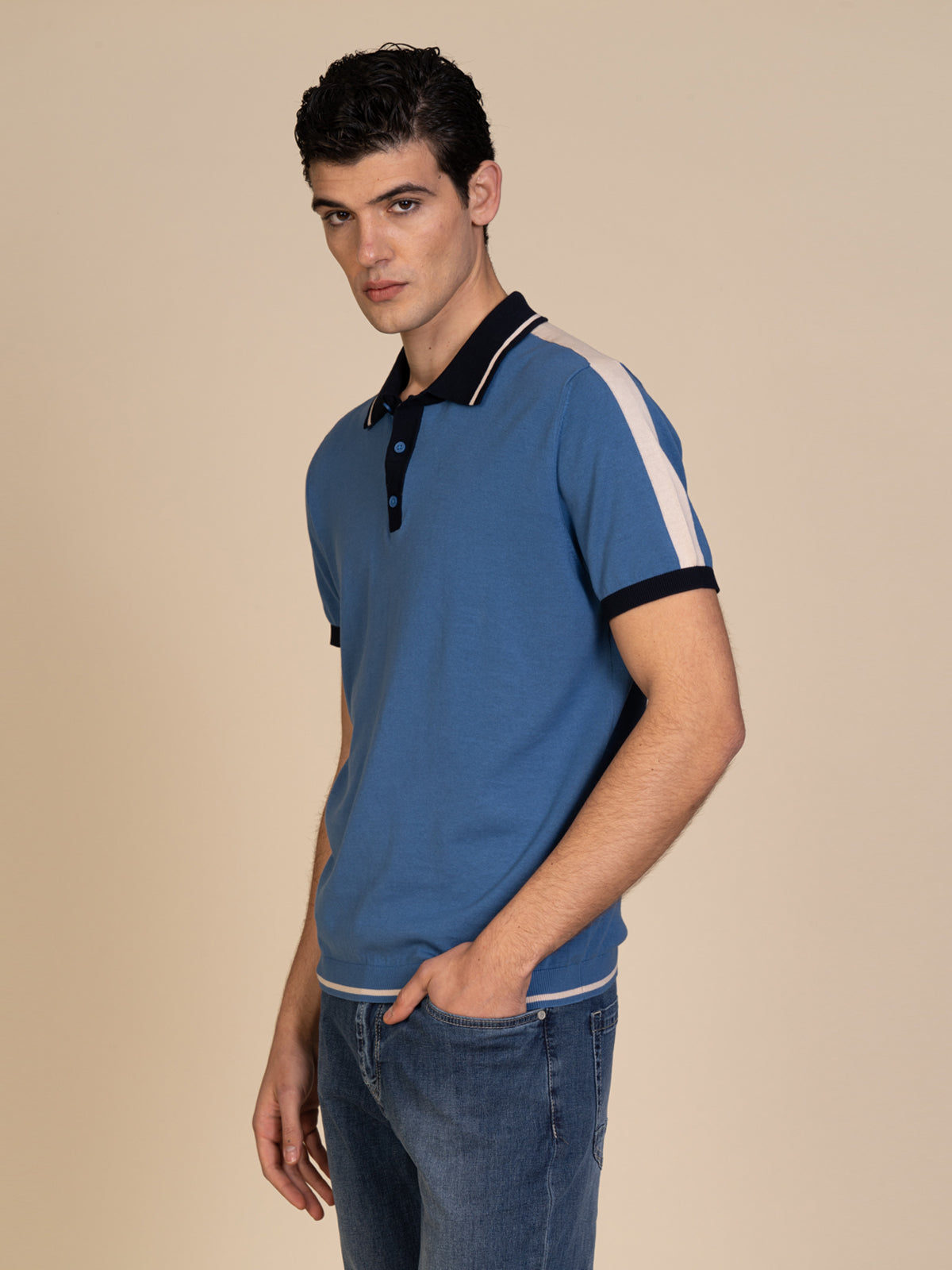 Polo in maglia|Colore:Jeans