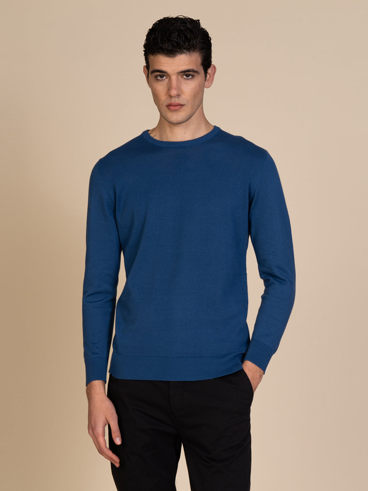 Maglia basic girocollo |Colore:Bluette
