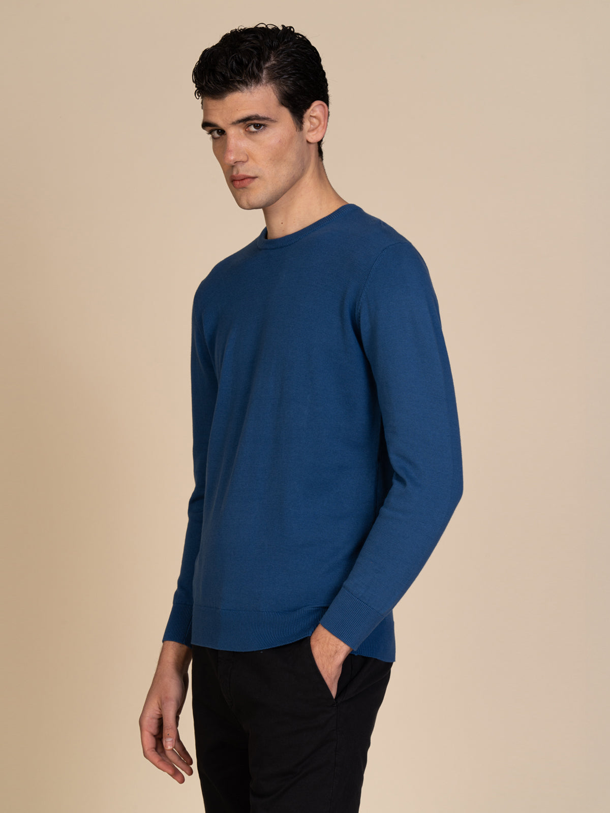 Maglia basic girocollo |Colore:Bluette