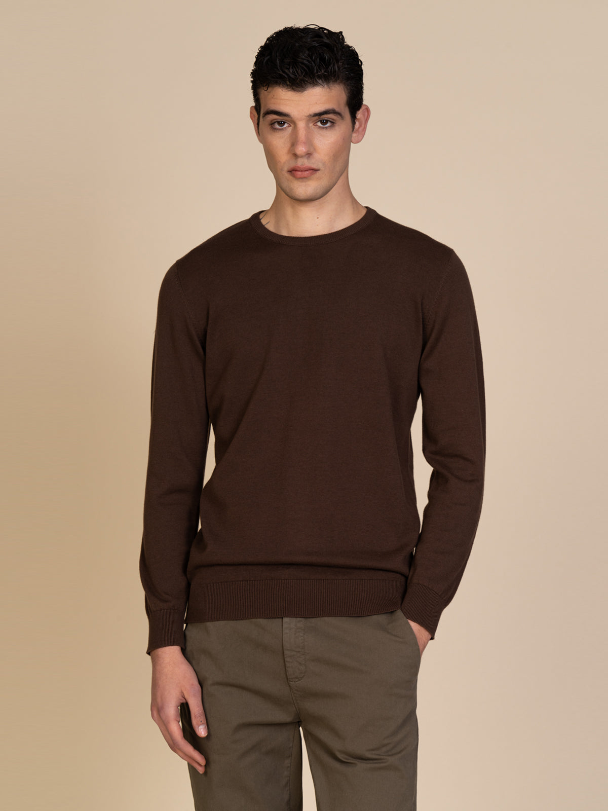 Maglia basic girocollo |Colore:Cacao