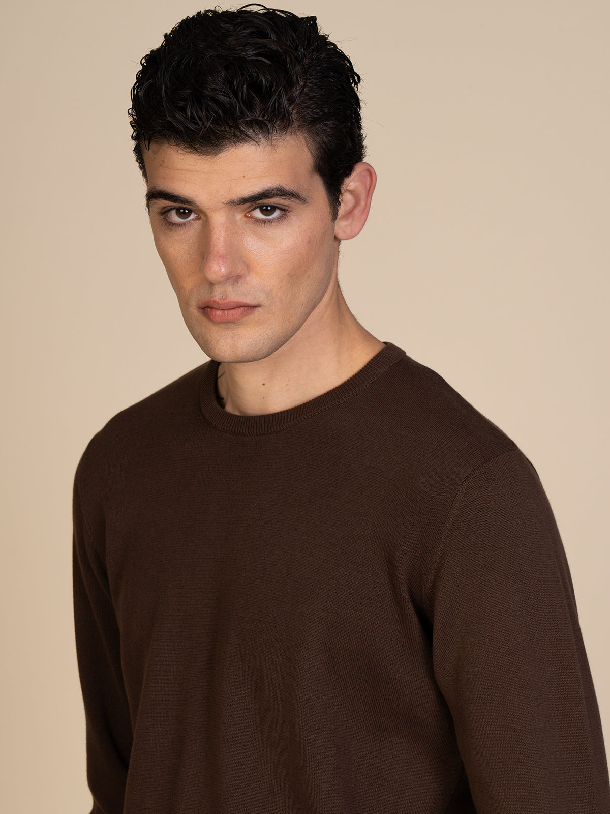 Maglia basic girocollo |Colore:Cacao