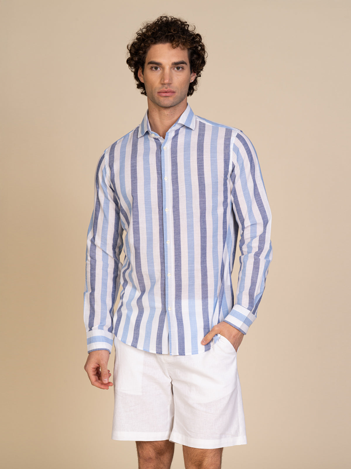 Camica a righe|Colore:Blu