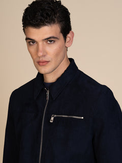 Giubbotto bomber effetto scamosciato|Colore:Blu