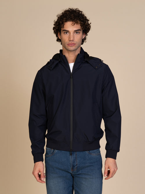 Giubbotto bomber con cappuccio|Colore:Blu