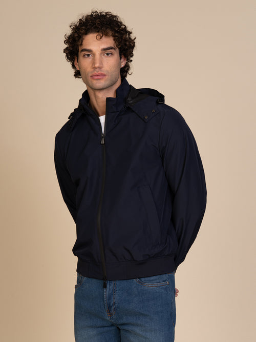 Giubbotto bomber con cappuccio|Colore:Blu