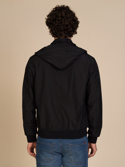 Giubbotto bomber con cappuccio|Colore:Nero