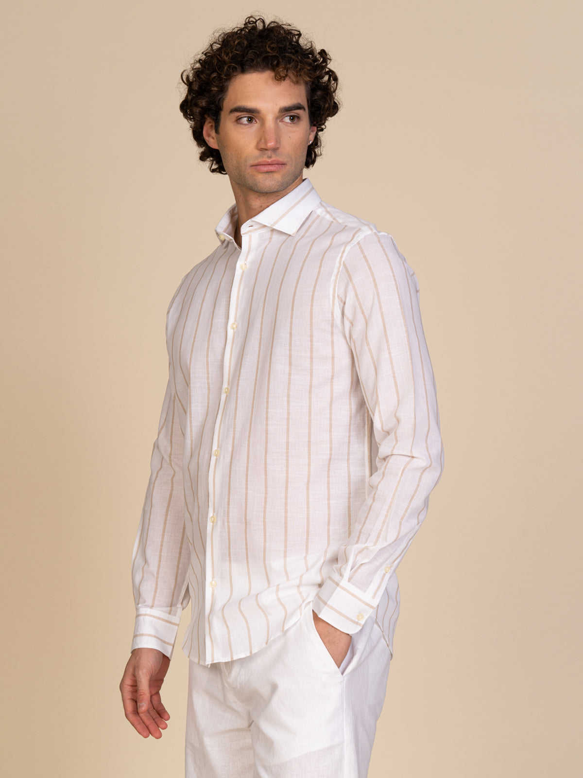 Camica a righe|Colore:Beige