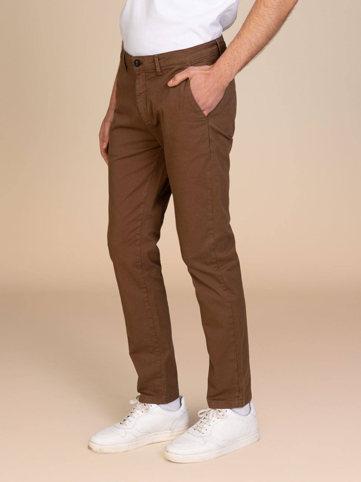 Pantaloni gabardina tasca America|Colore:Cacao
