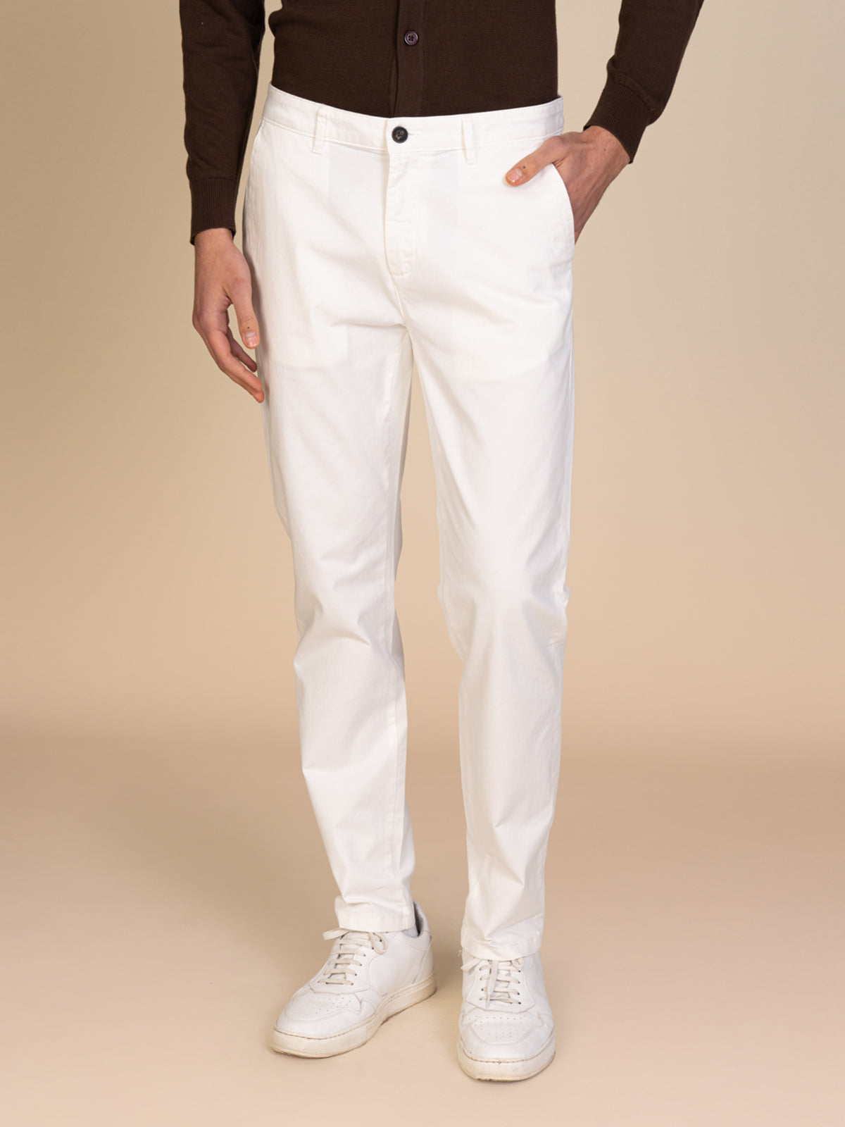 Pantaloni gabardina tasca America|Colore:Bianco