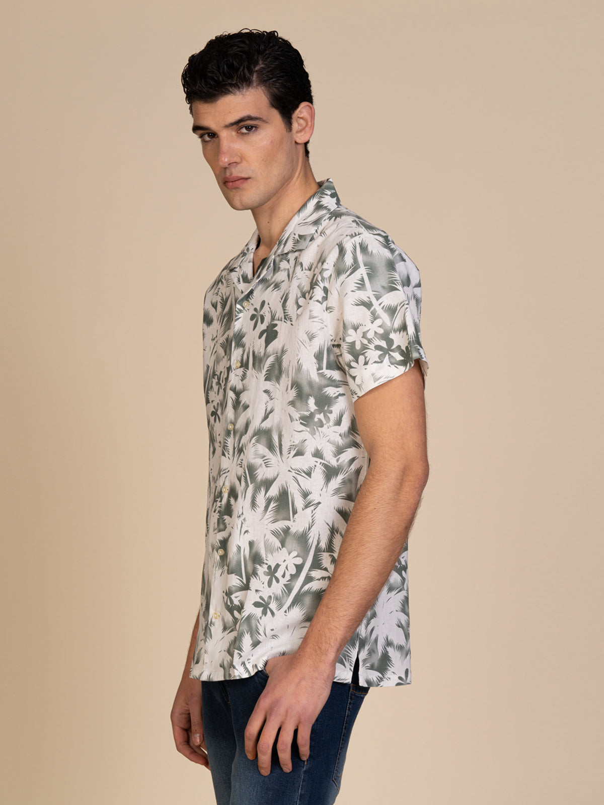 Camicia mezza manica fantasia|Colore:Verde