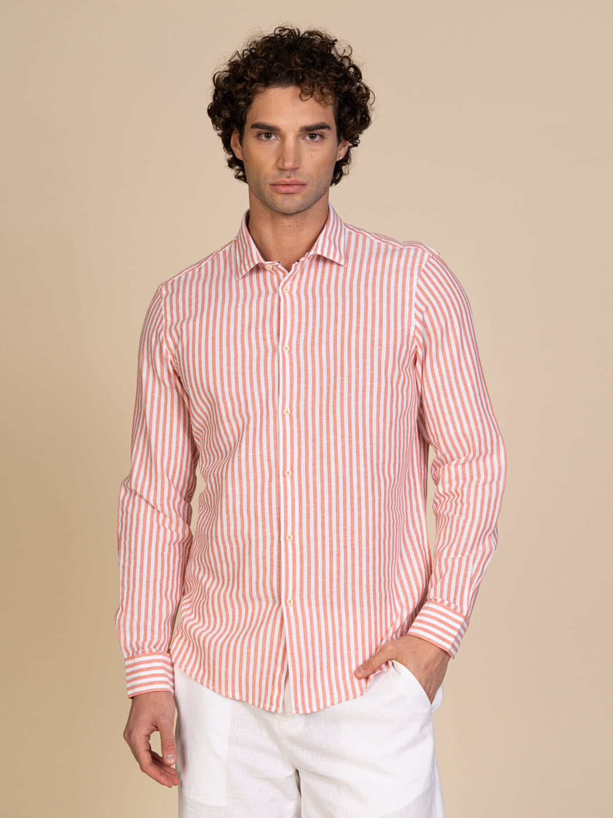Camicia lino e cotone|Colore:Rust