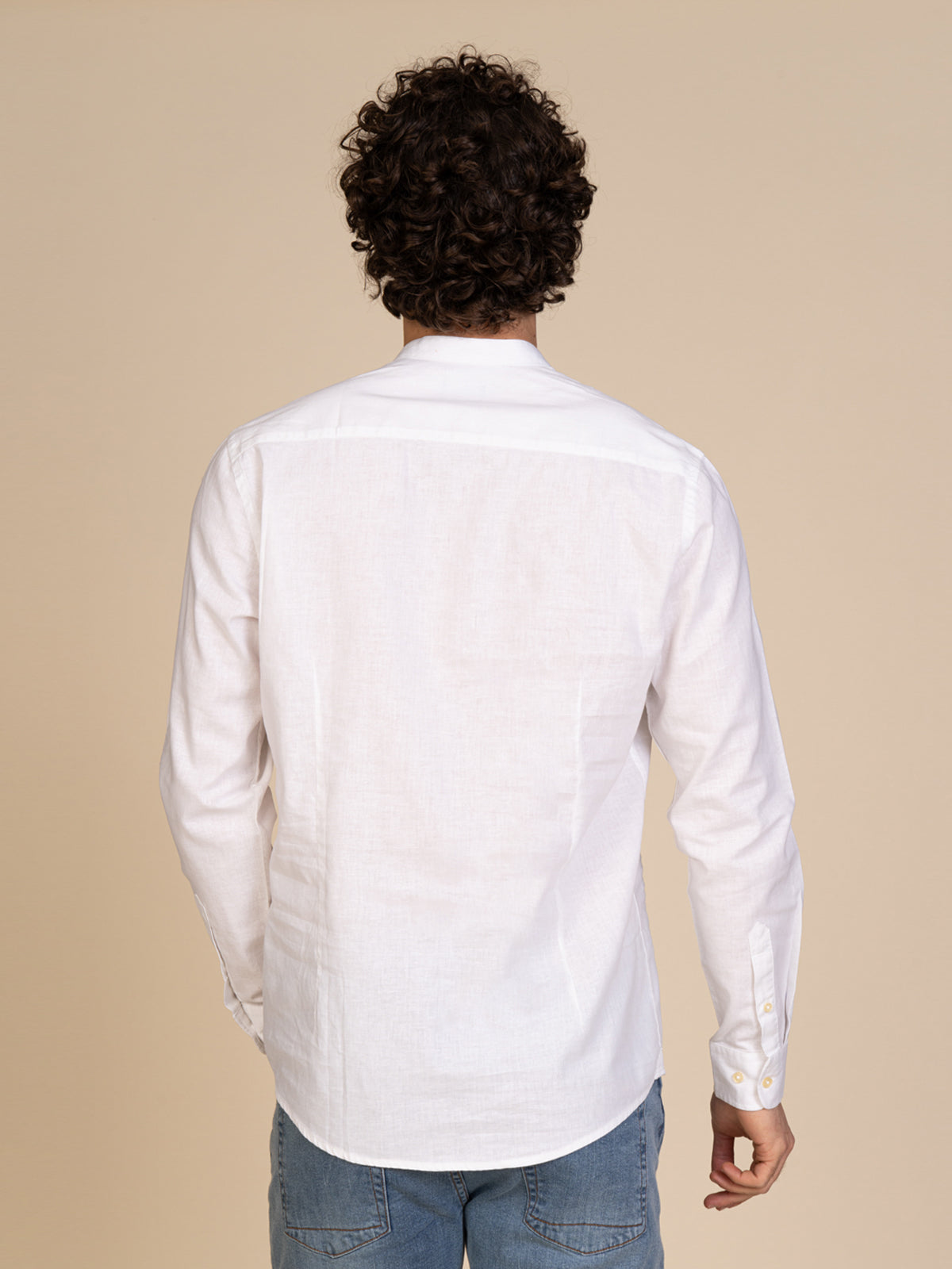 Camicia in lino collo coreana|Colore:Bianco