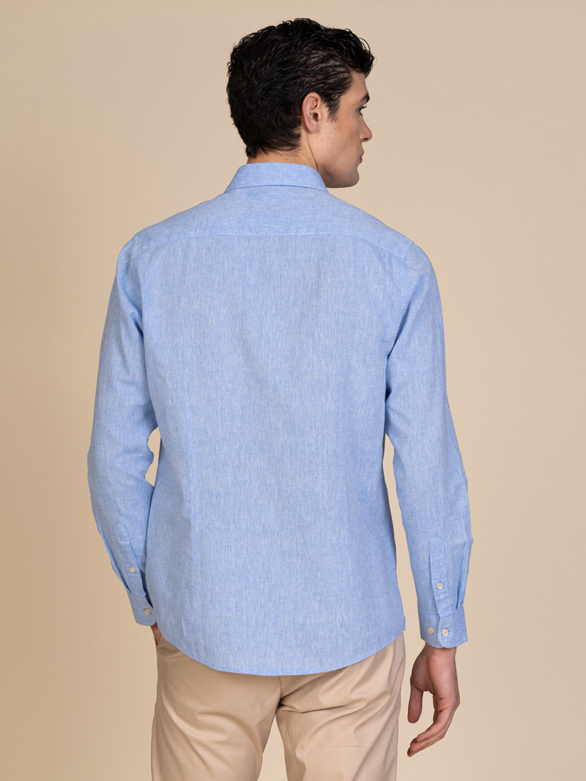 Camicia in lino collo francese|Colore:Azzurro