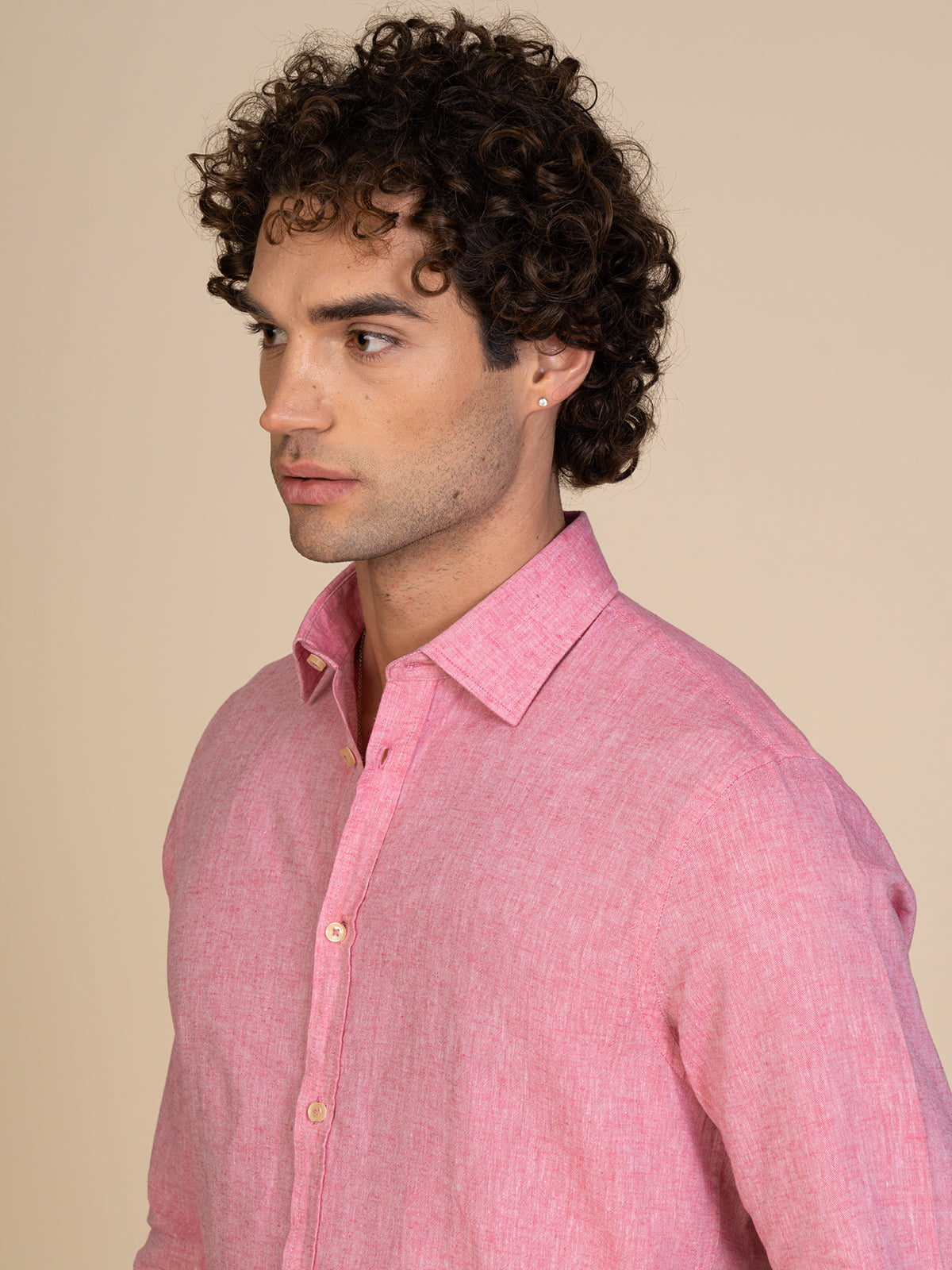 Camicia in lino collo francese|Colore:Fuxia