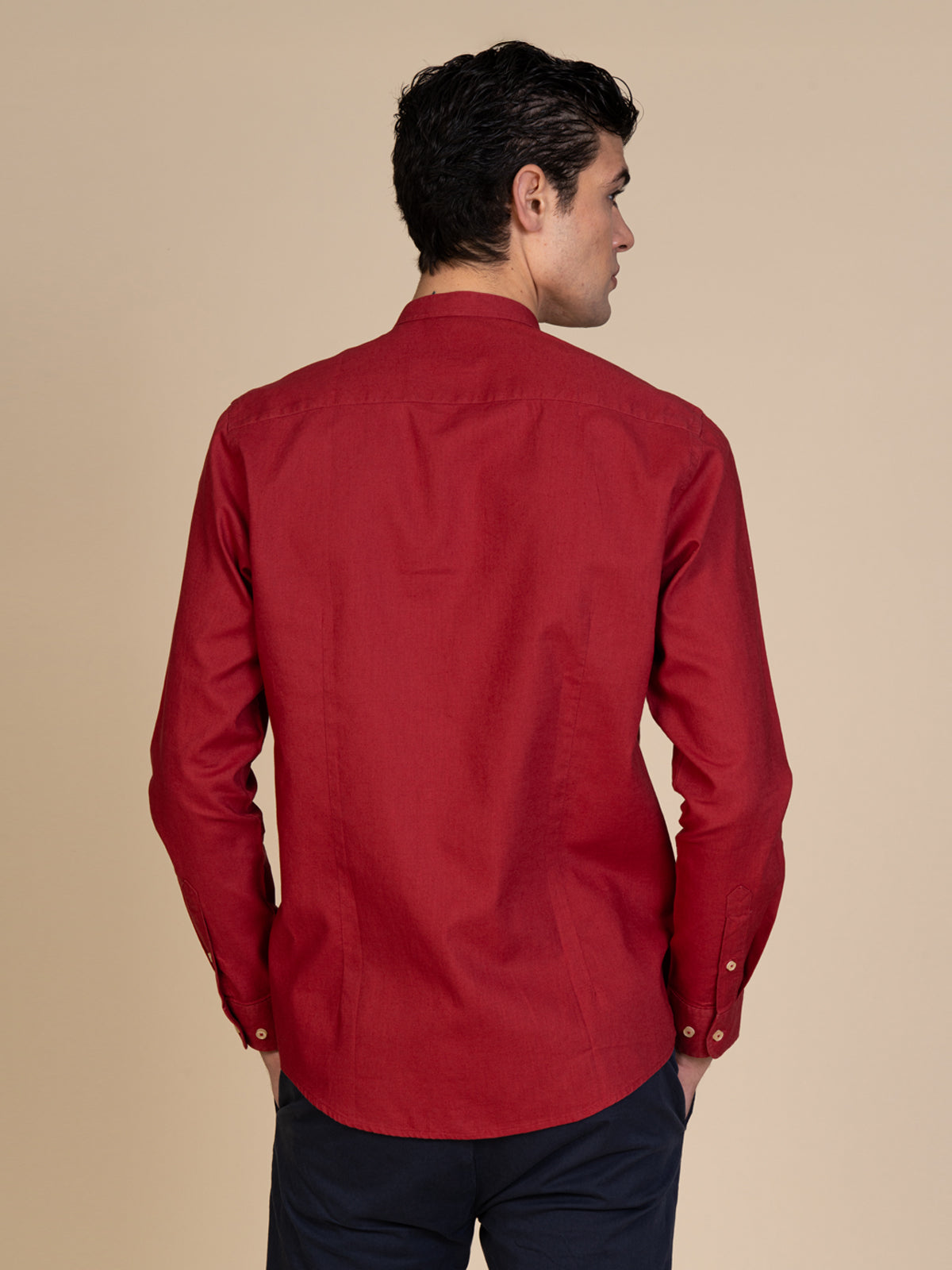 Camicia in lino collo coreana|Colore:Ciliegia