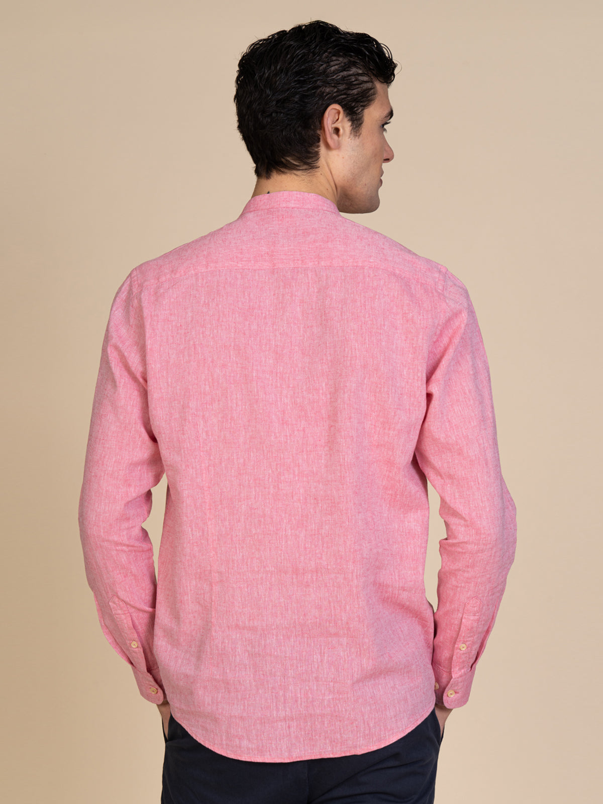 Camicia in lino collo coreana|Colore:Fuxia