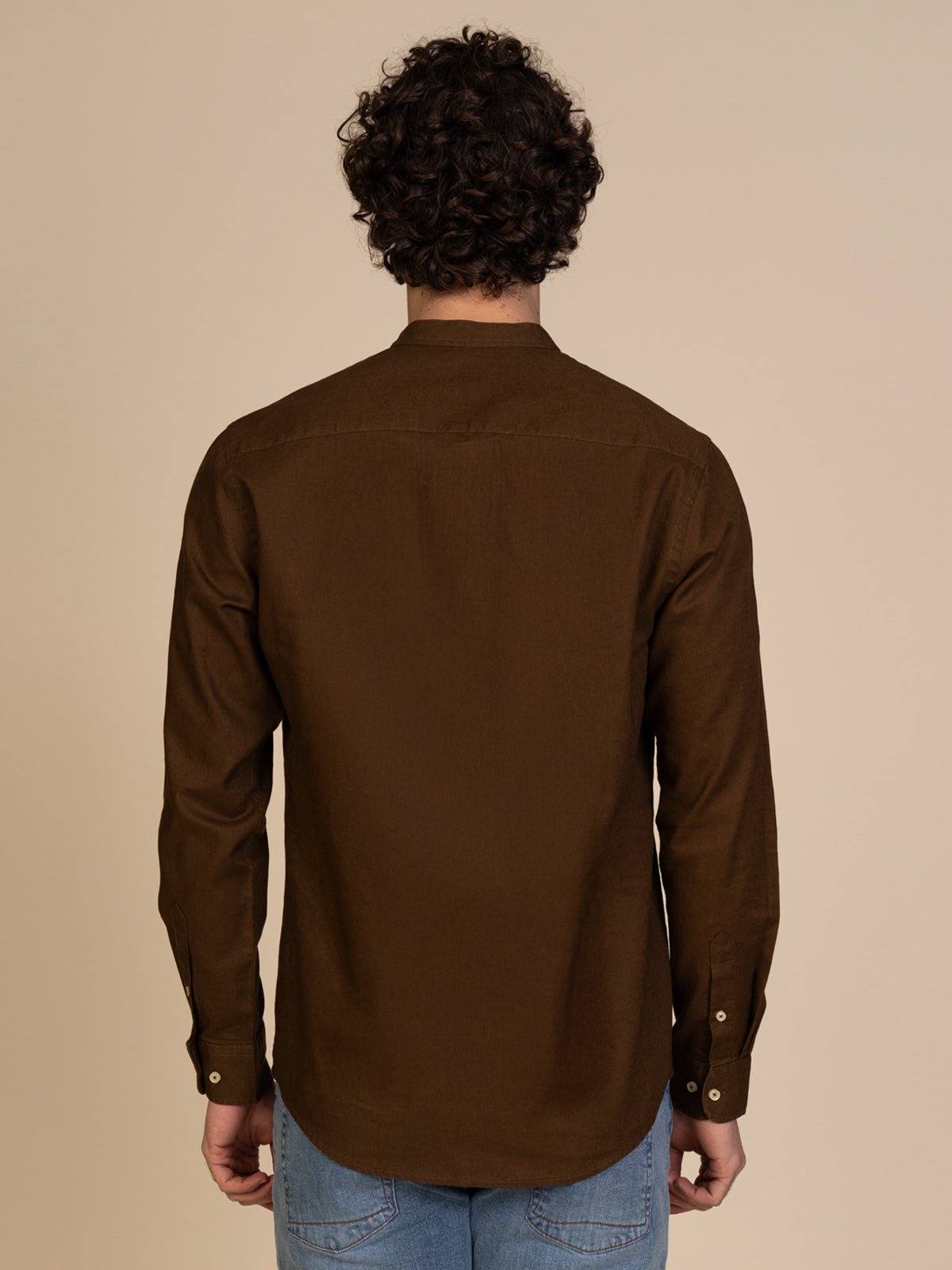 Camicia in lino collo coreana|Colore:Moro