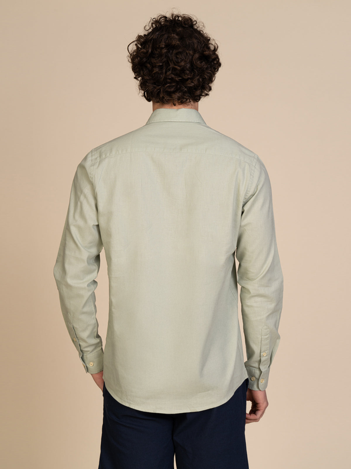 Camicia in lino collo francese|Colore:Verde salvia