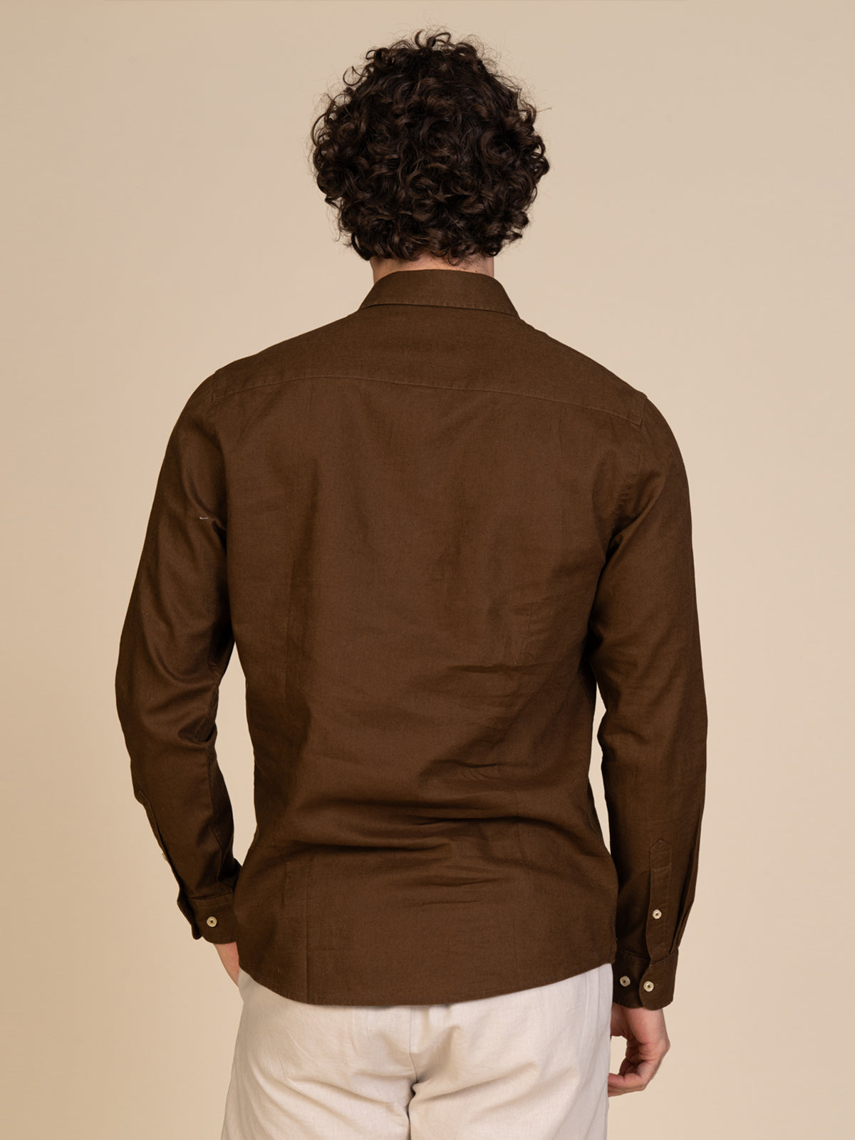 Camicia in lino collo francese|Colore:Moro