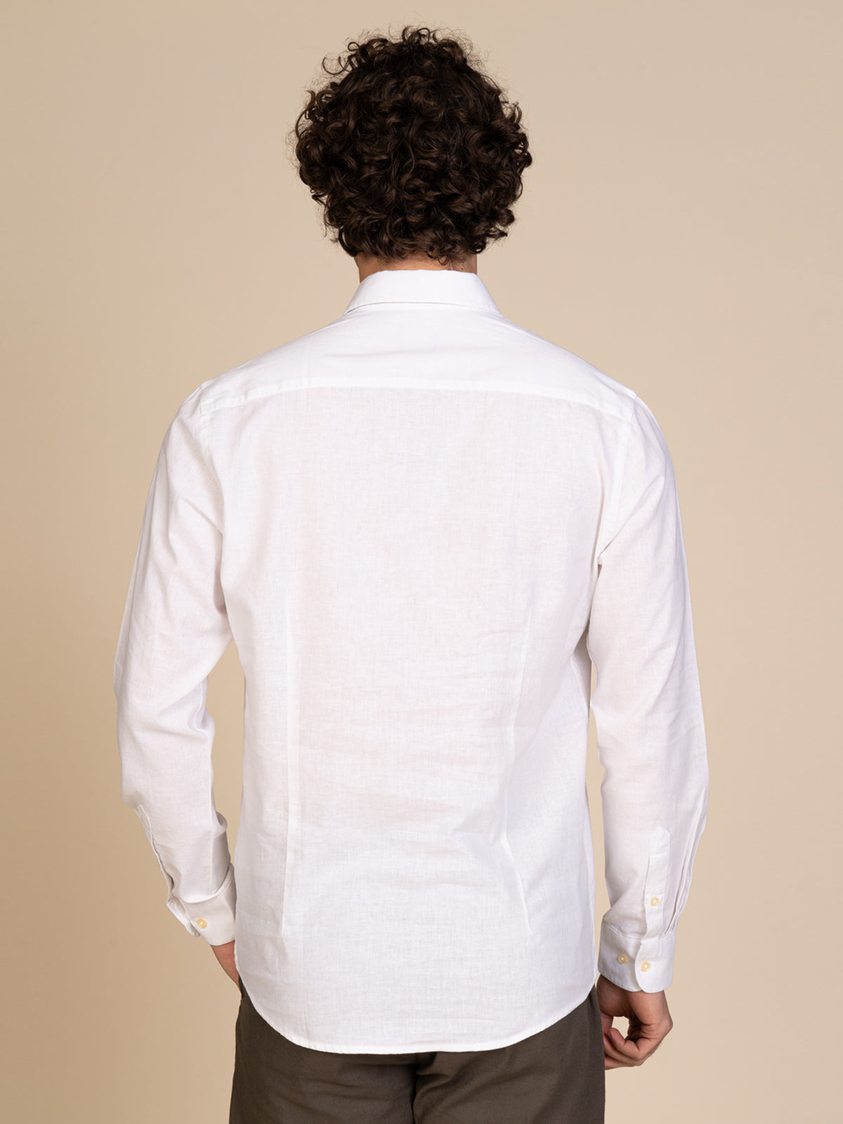 Camicia in lino collo francese|Colore:Bianco