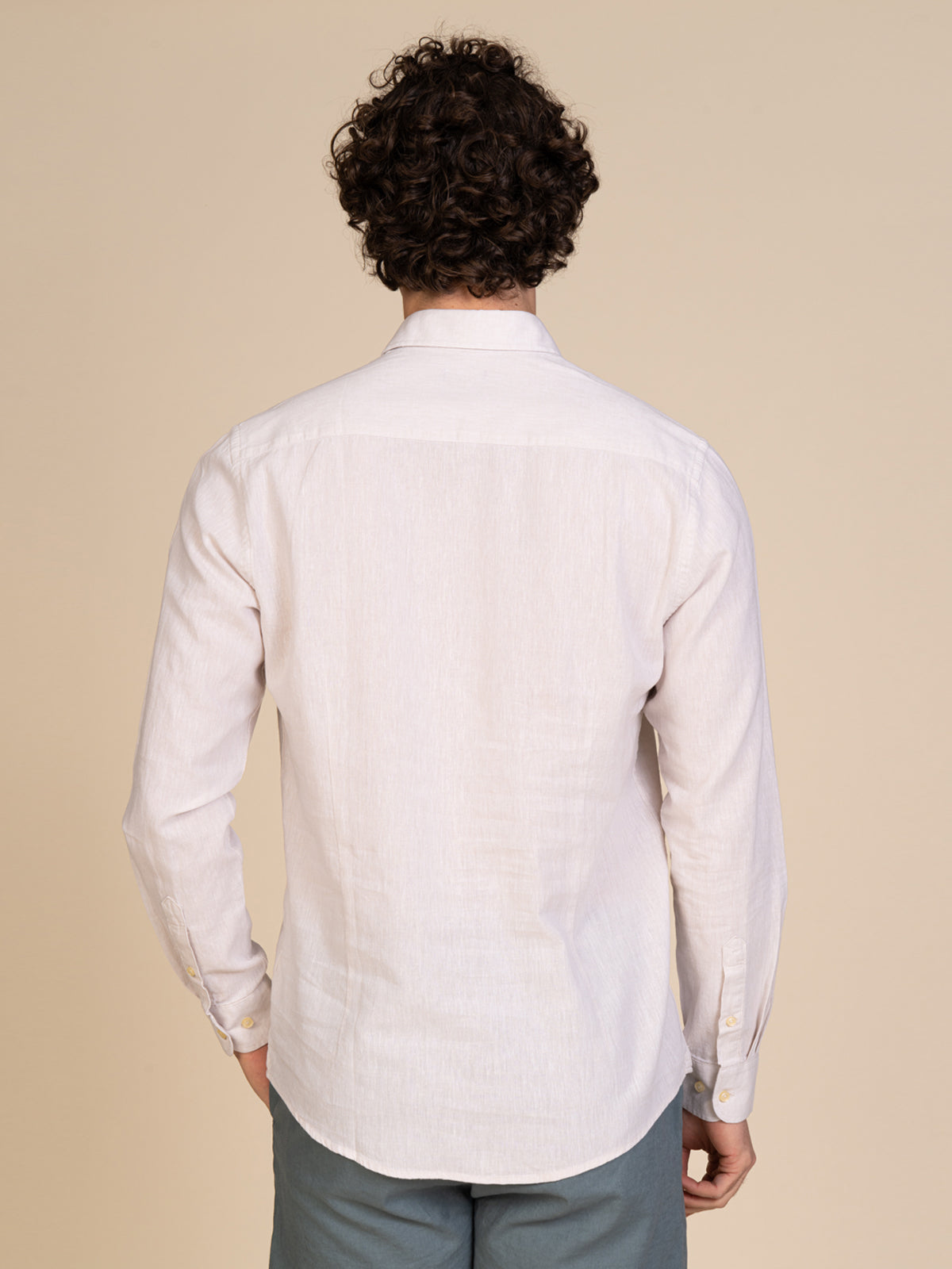 Camicia in lino collo francese|Colore:Ecru