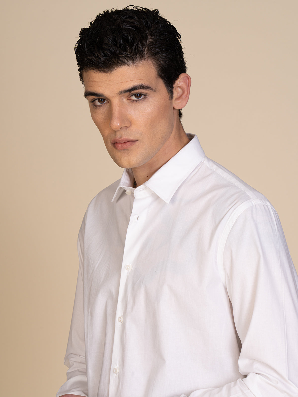 Camicia slim in cotone stretch|Colore:Bianco