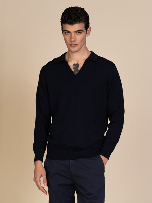 Maglia polo collo derby|Colore:Blu