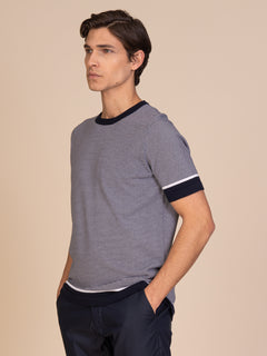 Maglia girocollo a righe |Colore:Blu