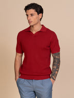 Polo maglia con lavorazione|Colore:Ciliegia