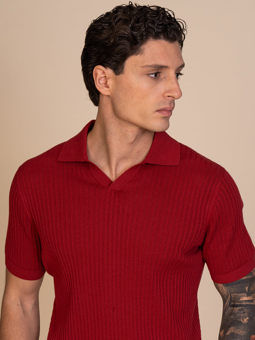 Polo maglia con lavorazione|Colore:Ciliegia