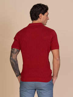 Polo maglia con lavorazione|Colore:Ciliegia