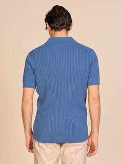 Polo maglia con lavorazione|Colore:Jeans