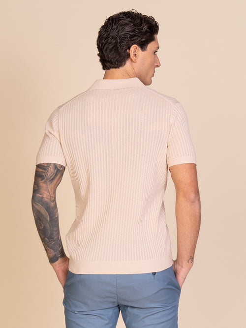 Polo maglia con lavorazione|Colore:Sabbia