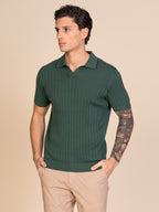 Polo maglia con lavorazione righe|Colore:Verde