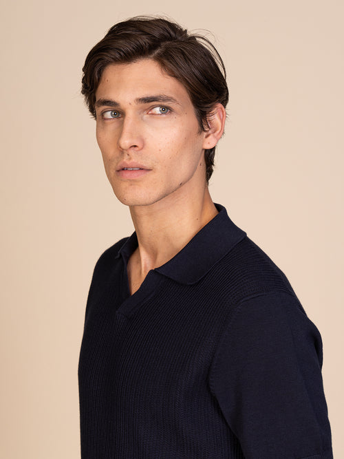 Polo maglia lavorazione frontale|Colore:Blu