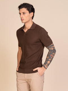 Polo maglia lavorazione frontale|Colore:Cacao