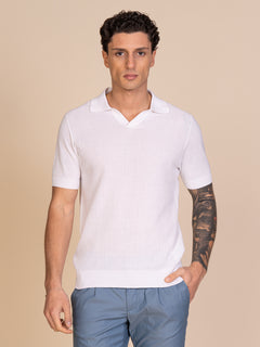 Polo maglia lavorazione frontale|Colore:Bianco