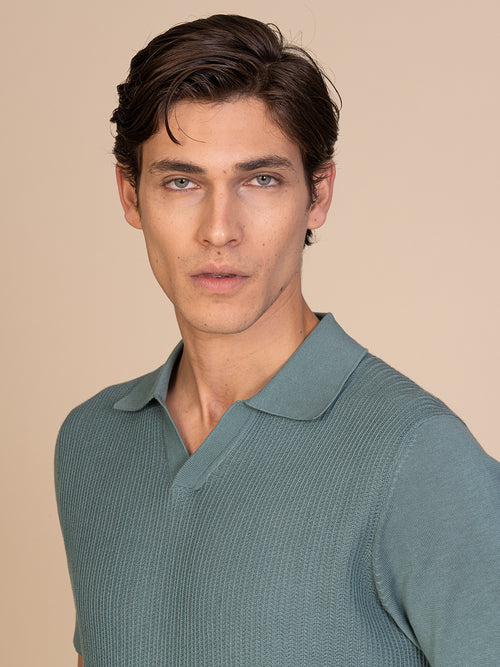 Polo maglia lavorazione frontale|Colore:Salvia