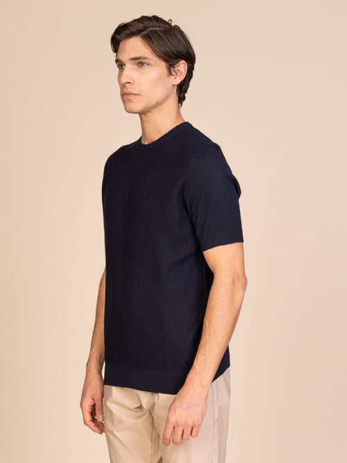 Maglia girocollo lavorazione maglia|Colore:Blu