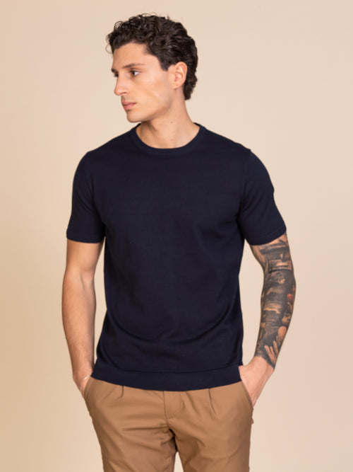 Maglia girocollo mezza manica|Colore:Blu