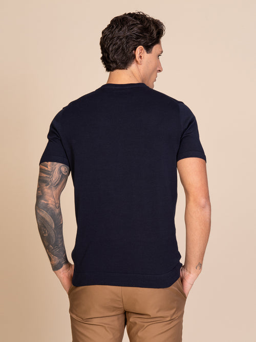 Maglia girocollo mezza manica|Colore:Blu